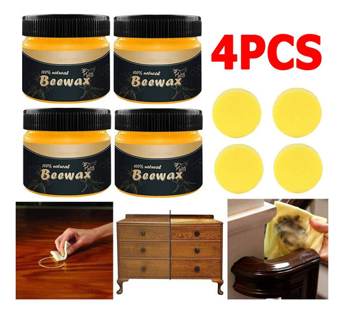 4 Piezas De Cera De Abejas De Madera Natural Para Muebles Ee