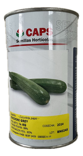 Semillas Zapallito Zucchini Grey - Lata 250 G - Caps 