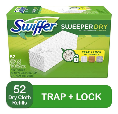 Swifer Dry Cloth Refill Sweeper Dry Caja 52 Count Sin Aroma