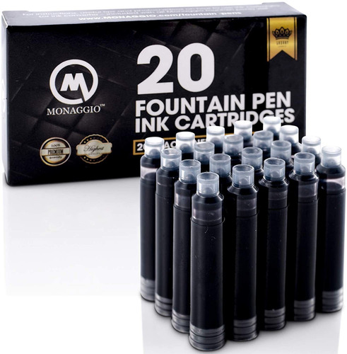 Cartuchos De Tinta Para Pluma Monaggio 20-pack Negro