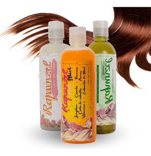 Kit 3 Rapunzel Shampoo Acondicinador Miel Cebolla Hidrata