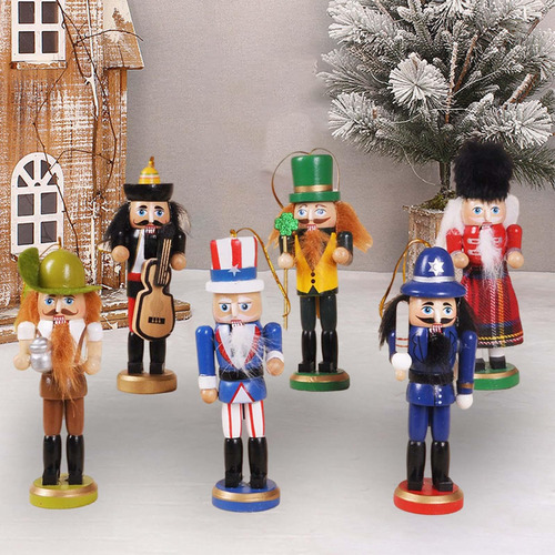 6 Uds. De Adornos De Cascanueces De Madera, Cascanueces