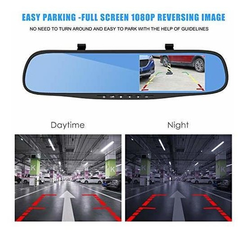 Ycldcyp 4.3 1080p Doble Lente Vehiculo Auto Dvr