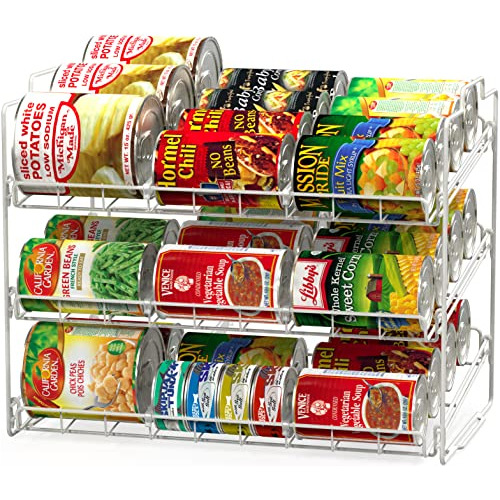 Decobros Supreme Stackable Can Rack Organizer, White