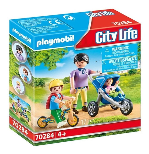 Playmobil City Life 70284 Mama Con Niños Con Vehiculos Paseo