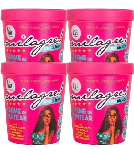 Imagem 1 de 1 de Lola Cosmetics Creme De Pentear Milagre 450gr Kit C/ 4 Unids
