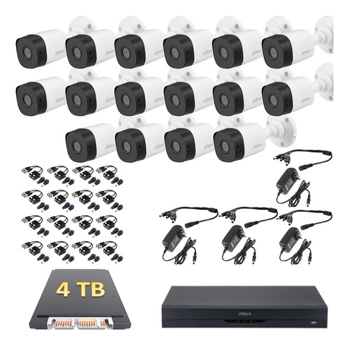 Kit Video Vigilancia 16 Cámaras 4mp Dahua Cctv 4 Tb Baluns