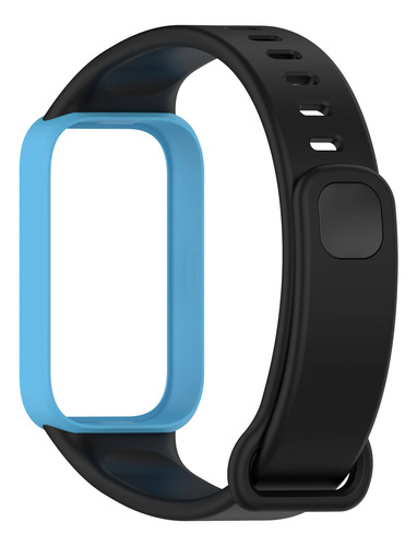 Correa Silicon Para Xiaomi Smart Band 9 Active, Redmi Band 3 Negro/azul