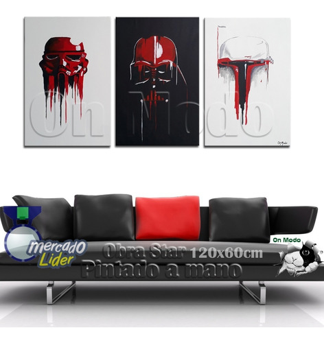 Cuadros Tripticos Star Wars Pintado A Mano Lienzo