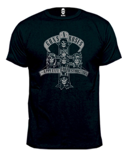 Remera Guns N Roses Cruz 100% Algodón Premium Peinado