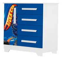 Comprar Cômoda Oranizadora De Roupa Com 4 Gavetas E Sapateira Para Quarto Infantil Car Azul Bela