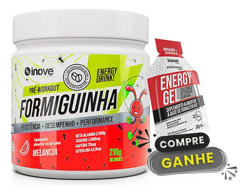Pre Treino Formiguinha Inove - Pre Workout + Carbo Gel Brind