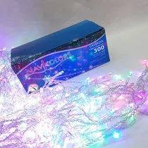 Comprar Serie Navideña Cascada 300 Led 6 Mt Multicolor Cable Transpa