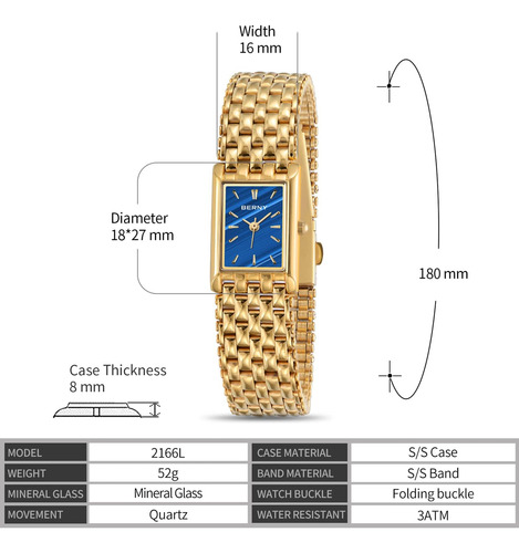 Berny Relojes De Oro Para Mujer Relojes De Pulsera De Cuarzo