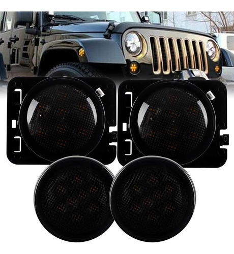 Luz Señal Giro Led Negra Lateral Para Jeep Wrangler Jk 2007