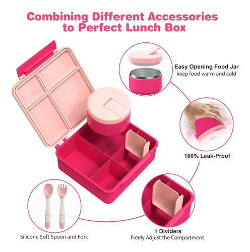 Caja Bento Con Termo De Sopa, Contenedores Infantiles 4 Comp