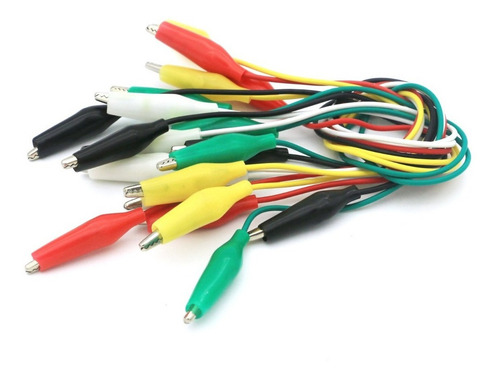 Imagen 2 de 10 de X10 Pinza Clip Cocodrilo 5 Colores Con Cable De 50cm Hobb