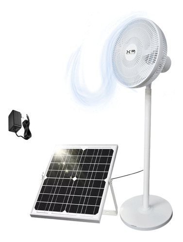 Ventilador Con Panel Solar Batería Recargable Duración 3-5hr