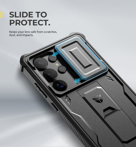 Funda Dexnor Para Samsung Galaxy S25 Ultra, Funda Deslizante Para Cámara, Con Protector De Pantalla Y Soporte, Funda Resistente Y Resistente