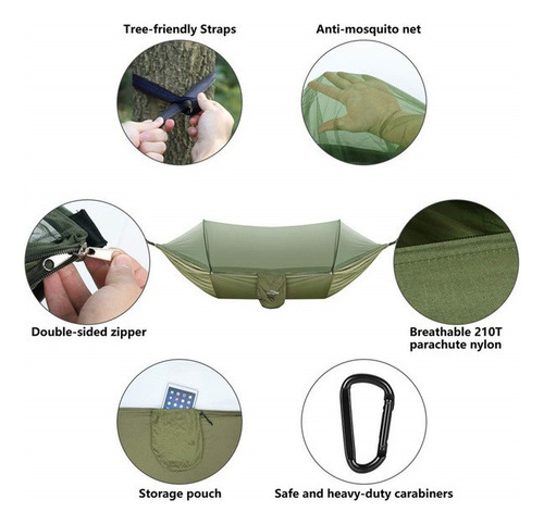 140 X 260 Cm Camping Hamaca Con Mosquitera Hamaca Y