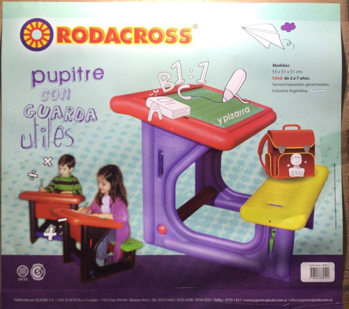 Imagen 1 de 4 de Pupitre Escolar Pizarra Guarda Utiles Escritorio Rodacross