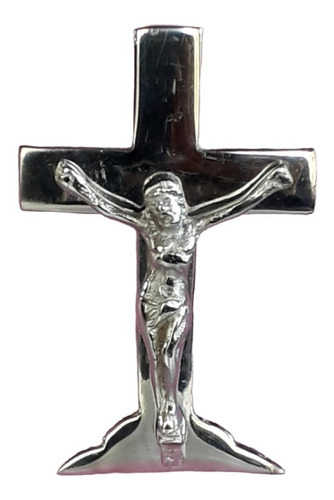 Cristo Con Cruz Bronce Cromado De 6x9 Cm- Artículo Funerario