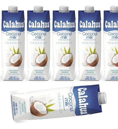 6pz Calahua Orgánica Leche Coco Sin Azuc Añadida Sin Lactosa