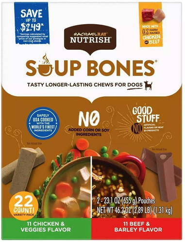 Rachael Ray Nutrish Soup Bone Dog Treat Variety Pack, Beef