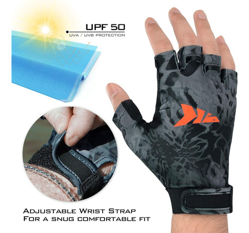 Guante Para Pescar Sin Dedos Con Proteccion Uv Color Negro