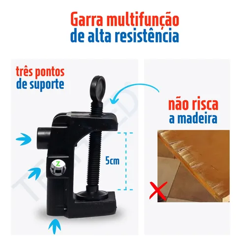 Luminaria de Mesa articulável Techled Cor Preto