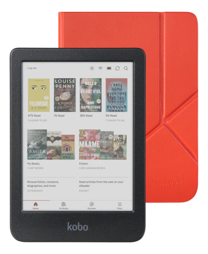 Lector E Reader Kobo Clara Colour Negro Con Funda Roja