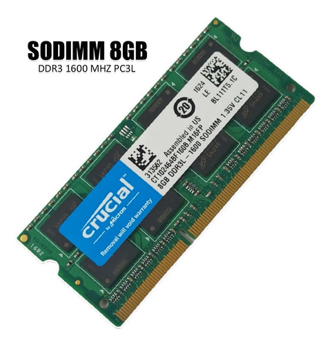Imagen 2 de 3 de Memoria Ram 8gb Ddr3 1600mhz Sodimm Pc3l 12800 Laptop