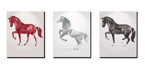 Triptico 60x25 Cms Decorativo Poliart Animales8 Caballos