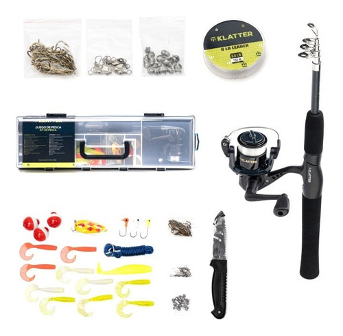 Kit Pesca Caña Telescópica, Carrete, Señuelo, 90 Accesorios