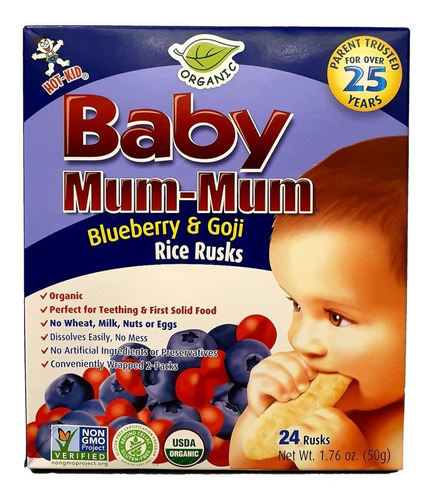 Baby Mum Mum 24 Pz Galleta De Blueberry & Goji 50g Organica