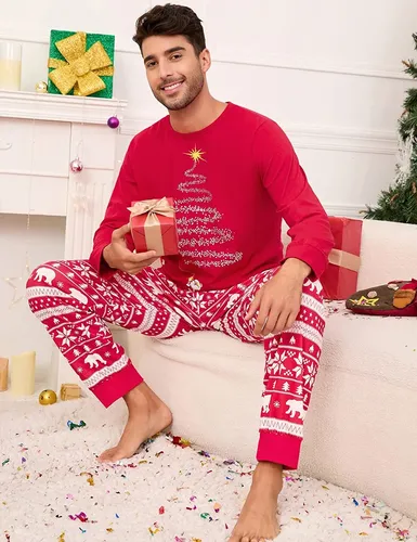 Conjunto De Pijamas Navidad Juego Para Familiares Y Parejas