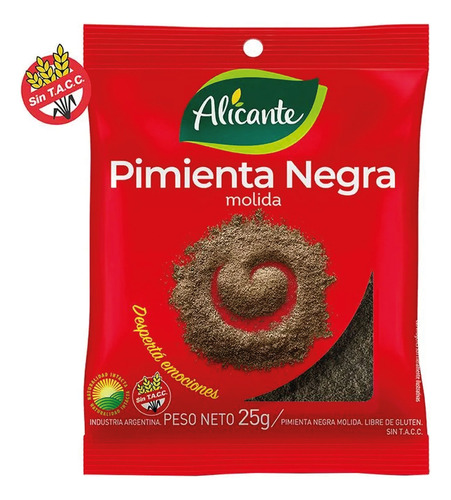 Alicante Pimienta Negra Molida Sin Tacc 25 Grs