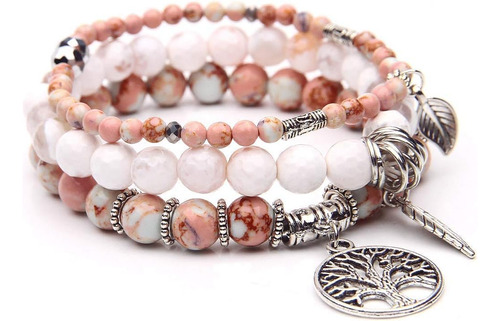 Pulsera Con Cuentas De Chakra Con Piedras Preciosas De Jaspe