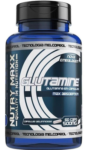 Glutamine 100% Pura 500mg Máxima Absorção - 60 Cápsulas