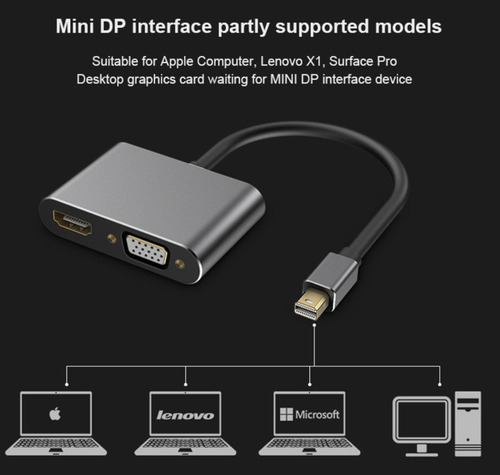 Imagen 3 de 6 de Mini Dp Thunderbolt 4k Hdmi Vga Adaptador Macbook 4k!
