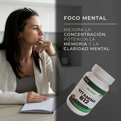 Vitamina B12 Dr Skin 60 Unidades Subí Tu Energía, Mejorá Tu Concentración Y Combatí El Cansancio Diario! Cianocobalamina Sistema Nervioso Suplemento Vegano Antifatiga