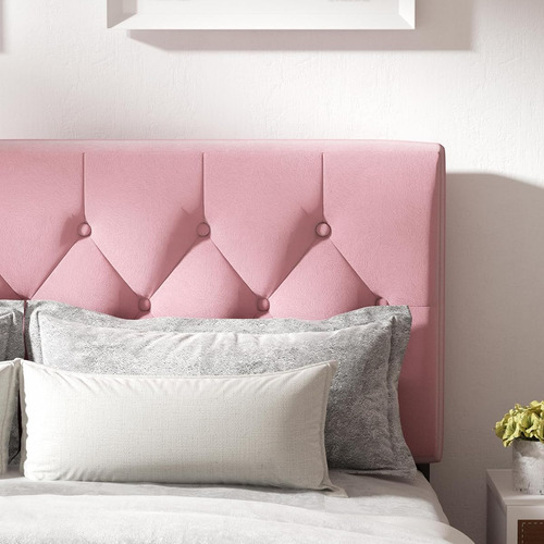 Bed Frame Sismplly Matrimoniall Tapizada Color Rosa