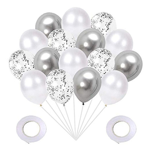 Globos Para Fiestas Color Gris/60 Piezas De 12 In. Lbrj