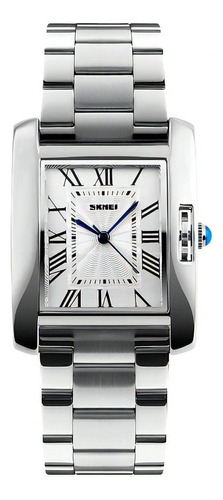 Reloj Mujer Skmei 1284 Acero Minimalista Elegante Clasico Color De La Malla Plateado Color Del Bisel Blanco Color Del Fondo Negro