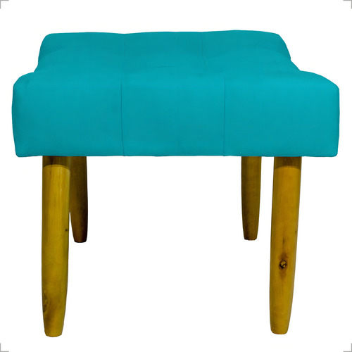 Puff Decorativo Retangular Requinte Pé Palito Suede Bege Cor Azul-turquesa