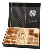 Comprar Set De Cubiertos Premium Por 24 Piezas - Cubiertos Dorados