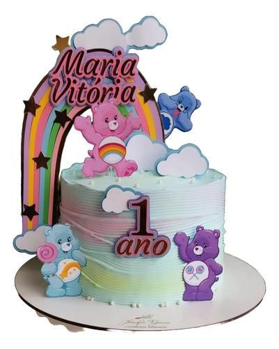 Topo De Bolo Ursinhos Carinhosos Topper Personalizado