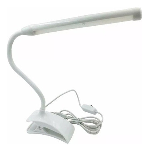 Luminária Flexível Led Branco 40cm C/ Prendedor P/ Manicure Cor Da Estrutura Branco Cor Da Cúpula Branco