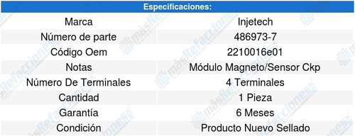 Modulo Magneto Van 4cil 2.4l 87-88 Injetech 8152900