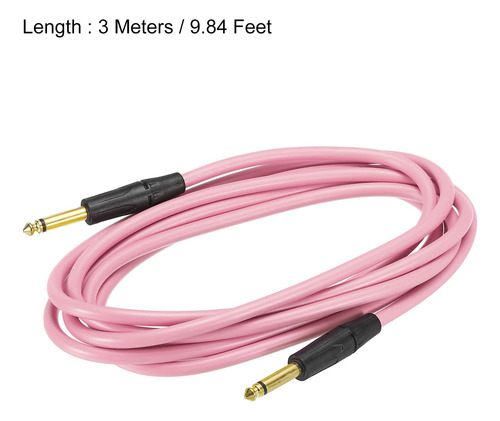 Cable De Instrumento Para Guitarra Y Bajo 3 Metros Rosa